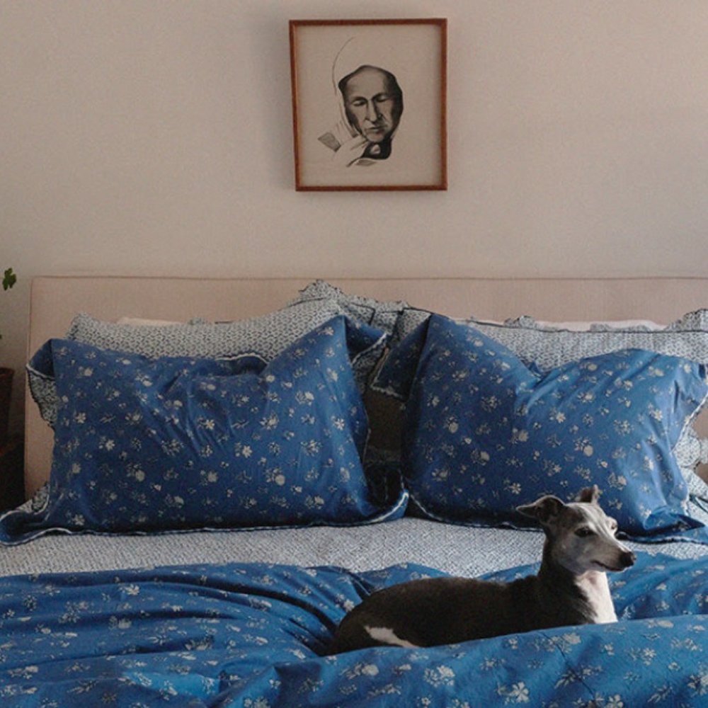 ISO Doen Duvet & Shams in Blue Bouton De Rose